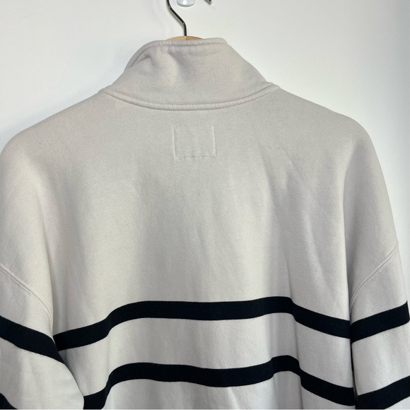 Abercrombie & Fitch White Black Stripe Half Zip Up Pullover, Size Large. - Picture 11 of 11